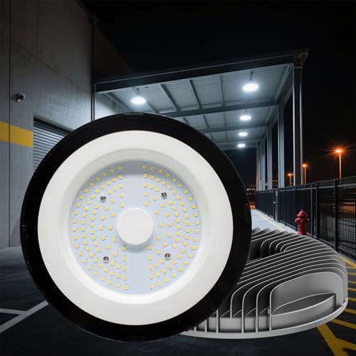 Maxled, Light is Led! LED Hallenstrahler, 100W 5000K Kaltweiß 12000LM IP65 Wasserdichte Industrielampe 110º Abstrahlwinkel UFO LED High Bay Light für Werkstatt Fabriken Garage Lagerhaus Ø220mm x 60mm von Maxled, Light is Led!