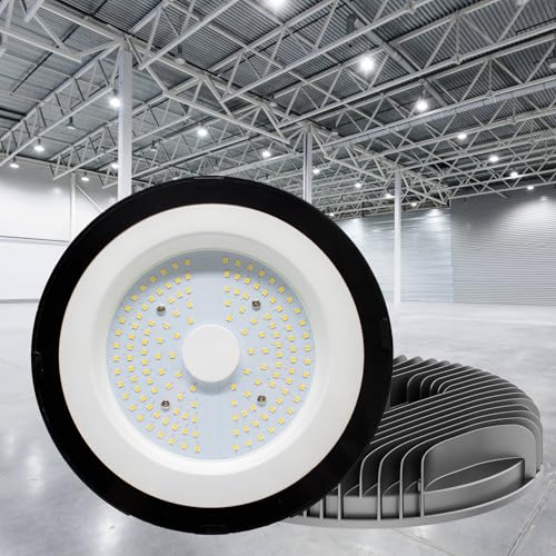 Maxled, Light is Led! LED Hallenstrahler, 200W 5000K Kaltweiß 24000LM IP65 Wasserdichte Industrielampe 110º Abstrahlwinkel UFO LED High Bay Light für Werkstatt Fabriken Garage Lagerhaus Ø220mm x 60mm von Maxled, Light is Led!