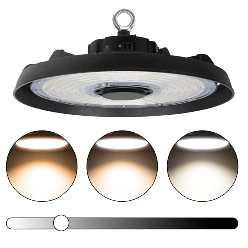 Maxled, Light is Led! LED High Bay 150W LED Hallenstrahler 22500LM Wasserdicht Hallenleuchte 100%/75%/50% Dimmbare 3000/4000/5000K UFO Lampe IP65 Hallenbeleuchtung 90º Abstrahlwinkel Industrielampe von Maxled, Light is Led!