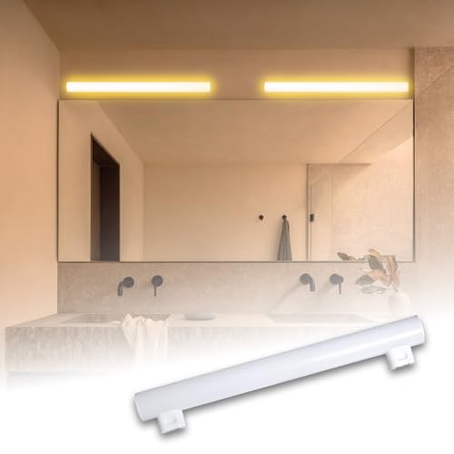 Maxled, Light is Led! LED Linienlampe S14S 30cm, 600lm 8W Ersetzt 60W Glühlampe LED-Lampe 2700K Warmweiß 180° LEDs Röhre 2 Sockel für Küche Badezimmer Spiegelleuchte Nicht Dimmbar von Maxled, Light is Led!