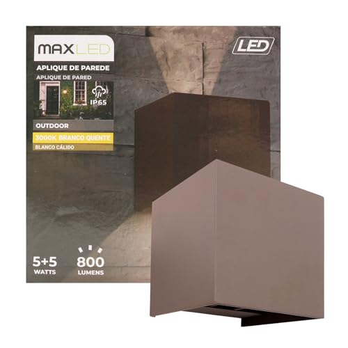 Maxled, Light is Led! Led Wandleuchten Innen/Außen 10W Aluminium Wandlampe Auf Und Ab Einstellbarer Lichtstrahl 800lm 3000K Warmweiß Led Außenwandleuchte IP65 Wasserdichte für Treppen Flur Garten von Maxled, Light is Led!
