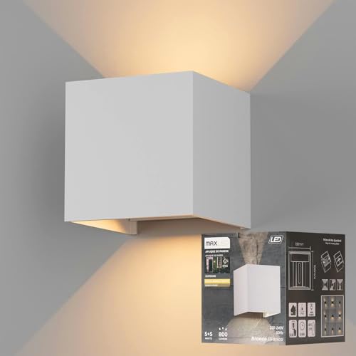 Maxled, Light is Led! Led Wandleuchten Innen/Außen 10W Aluminium Wandlampe Auf Und Ab Einstellbarer Lichtstrahl 800lm 3000K Warmweiß Led Außenwandleuchte IP65 Wasserdichte für Treppen Flur Garten von Maxled, Light is Led!