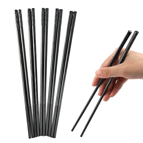Chinesische Stäbchen ,5 Paar Stäbchen Zum Essen, Essstäbchen Spülmaschinenfest, Wiederverwendbar,Schwarz Legie Rungrutschfeste für Chinese Cuisine, Japanese Sushi (24CM) von Maxmoc