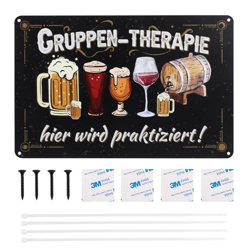 Bar Blechschild,20x30cm Blechschilder Retro,Lustige Metall Schilder Mit SprüChen "Gruppen-Therapie hier wird praktiziert" für Haus Café-Bar Club von Maxmoc