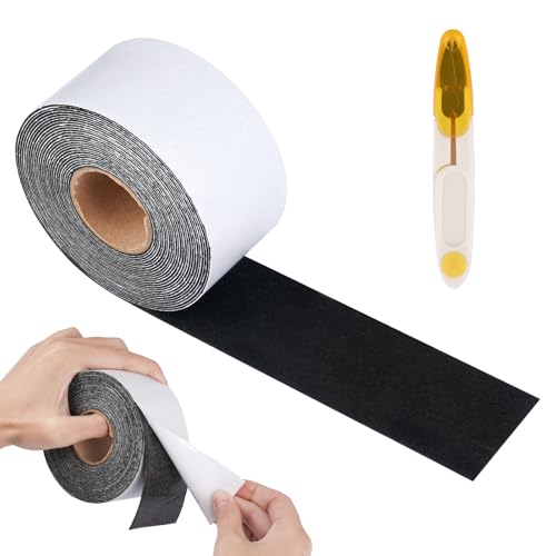 Filz Selbstklebend, 1 Rolle stark Selbstklebendes Filzband, Leicht Zuschneidbar, Strapazierfähiges Filzband Für Möbel, Filzstreifen Zum Schutz Von Holzböden Und Stühlen, 6 M Lang, 5 CM Breit (Schwarz) von Maxmoc