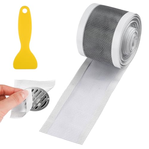 Haarsieb Dusche, 70mm x 10m Abflusssieb Dusche, Einweg Duschabfluss Haarsieb Mesh Aufkleber, Sieb Dusche Abfluss Haare mit Plastikspatel für Duschrinne Badewannen Küchen von Maxmoc