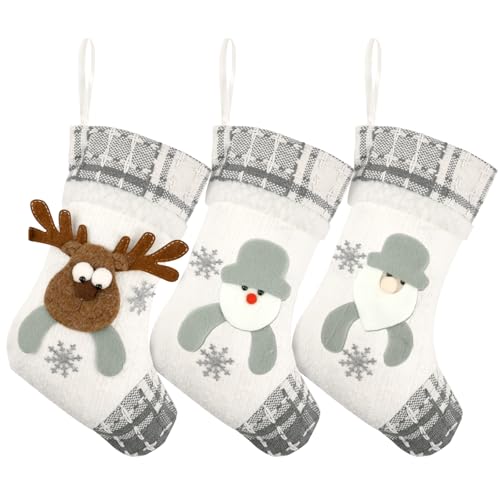 Maxmoc Nikolausstrumpf, 3 Stück Weihnachtsstrumpf, Personalisiert Nikolausstiefel zum Befüllen & Aufhängen, Nikolaussocke mit Weihnachtsmann/Schneemann/Rentier für Weihnachtsbaum, Wand, Treppe (Grau) Maxmoc Nikolausstrumpf, 3 Stück Weihnachtsstrumpf, Personalisiert Nikolausstiefel zum Befüllen & Aufhängen, Nikolaussocke mit Weihnachtsmann/Schneemann/Rentier für Weihnachtsbaum, Wand, Treppe (Grau) von Maxmoc