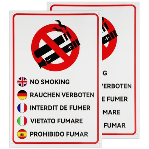 Rauchen Verboten Schild,2 Stück Rauchen Verboten Aufkleber Alternative 30 x 20 cm,PVC Kunststoff Warnschild Rauchverbot Schild mit Selbstklebend UV-Resistent Für Außen und Innen von Maxmoc