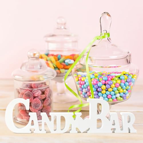 Candy Bar Deko, Holzschriftzug Candy Bar Zubehör, Weiß Candy Bar Schild, Candybar Tischdekoration für Hochzeit Geburtstag Candybar Party usw (30 x 7.8 x 1.8 cm) von Maxmoc