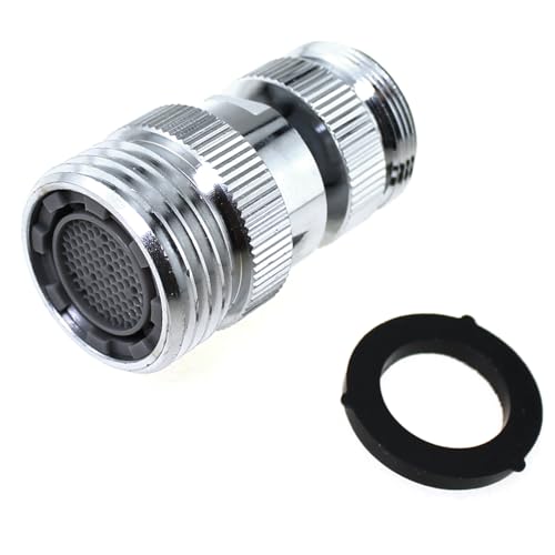 Maxmoral 1 Set 360 Grad Drehung 55/64 Zoll Innengewinde verchromt Messing Wasserhahn Schlauchadapter mit Luftsprudler zum Anschluss von Gartenrohr an Küchenspüle Wasserhahn von Maxmoral