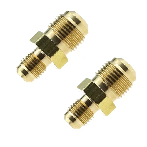 Maxmoral 2 Stück Messing-Rohrverschraubung, halber Union Gasadapter 3/8 Zoll Flare x 1/4 Zoll NPT männlicher Rohrverbinder von Maxmoral