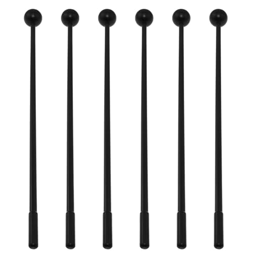Maxmoral 6 Stück solide Kunststoff-Schlägel Schlagzeugschlägel für Xylophon, Glockenspiel, Marimba-Glocken, röhrenförmige Glocken, 27,9 cm lang, Gummikopf, Schwarz, (49709-PD-6) von Maxmoral