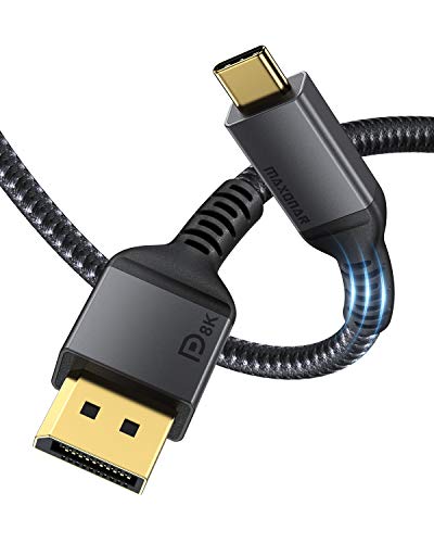 Maxonar [2 Pack] USB C DisplayPort Kabel 8K@60Hz 4K@60Hz/144Hz/120Hz 5K@60Hz 2K@240Hz Thunderbolt 3 zu DisplayPort HBR3 Typ C DP 1.4 für Mac Studio M1 MacBook Pro Mac Mini 2M VESA Zertifiziert von Maxonar