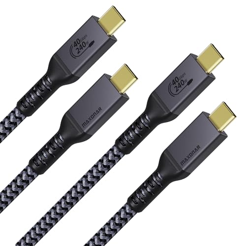 Maxonar Zertifiziert USB4 mit Thunderbolt 4 Kabel 1.2M [2Stück], 40Gbps Datenkabel,240W PD3.1 USB C Ladekabel,8K@60Hz 4K@120Hz HDR Videokabel, für iPhone 16/15, Galaxy, MacBook, SSD, Laptops,Monitor von Maxonar