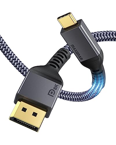 Maxonar USB C DisplayPort Kabel 1.4 8K@60Hz 4K@60Hz/144Hz/120Hz 5K@60Hz 2K@240Hz Thunderbolt 3/4 zu DisplayPort HBR3 Typ C DP 1.4 für M3/M2 MacBook Pro Mac Mini Galaxy S24-2M [VESA-Zertifiziert] von Maxonar