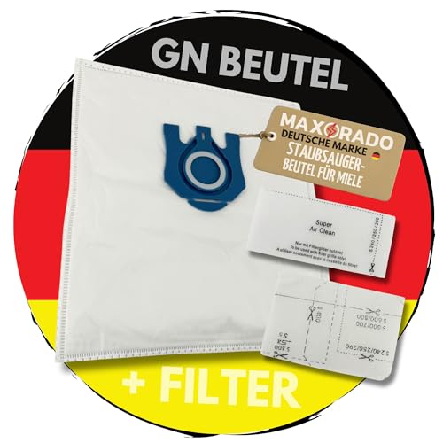 Maxorado 5 Stück Staubsaugerbeutel für Miele GN Serie S2 S4 S5 S6 S8 S8340 S8360 S8430 Complete C2 / C3, Classic C1 + Filter Set Staubbeutel Filtertüten von Maxorado