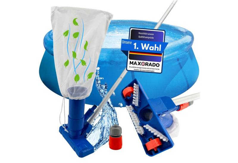Maxorado Poolbodensauger Pool Bodensauger mit Stange Poolsauger Reinigung kabellos für Schlauch, (1-St), Handpoolsauger ohne Strom Reiniger Boden von Maxorado
