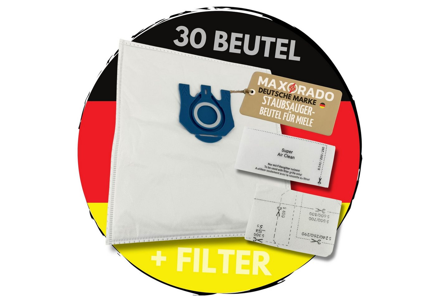 Maxorado Staubsaugerbeutel 30 Staubsaugerbeutel für Miele + 12 Filter Classic C1 Jubilee EcoLine, passend für Miele, 42 St., Set Staubbeutel Filtertüten Ersatzteile Set von Maxorado