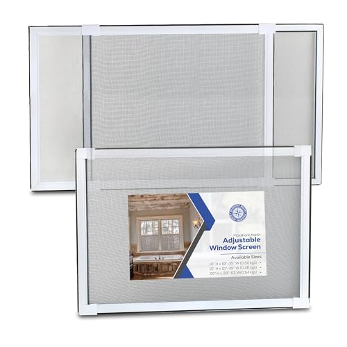 Maxshore North Verstellbarer Fensterschutz, 38 x 53-98 cm (H x B) – 2 Stück ausziehbarer, pulverbeschichteter Aluminiumrahmen – komplett mit Fiberglas-Netzgewebe und Filz-Dichtungsleiste von Maxshore North