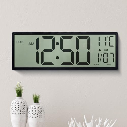 Maxstar 15'' große Digitale Wanduhr, großes LCD-Display mit Jumbo-Zahlen, batteriebetrieben, automatische Sommerzeit, Temperatur, Datum, Wanduhren für Wohnzimmer, Schlafzimmer, Küche for ältere Maxstar 15'' große Digitale Wanduhr, großes LCD-Display mit Jumbo-Zahlen, batteriebetrieben, automatische Sommerzeit, Temperatur, Datum, Wanduhren für Wohnzimmer, Schlafzimmer, Küche for ältere von Maxstar