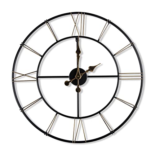 Große Wanduhr Vintage mit Römischen Ziffern，Leise Nicht Tickende Batteriebetriebene Dekor Wanduhr, für Loft, Schlafzimmer, Wohnzimmer, Küche (Metall, 40CM) von Maxstar