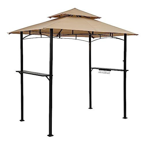 STILISTA® Grillpavillon 240 x 150 x 245 cm mit Doppelschichtdach aus Polyester, Gestell aus pulverbeschichtetem Stahl, beige von STILISTA