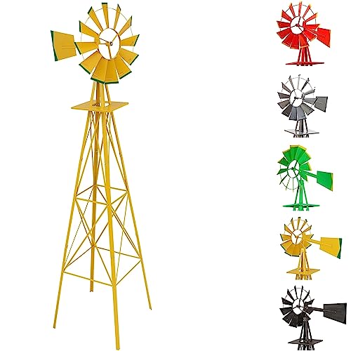 STILISTA Gigantisches Windrad im US-Style aus Stahl, Höhe 245cm, Rotor 55cm, kugelgelagert, in vers. Farben, gelb von Maxstore