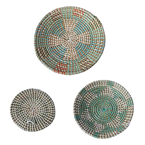 Maxtonser 3 Stück Boho gewebte Wandkörbe, handgefertigt, Seegras, rund, zum Aufhängen, dekoratives Tablett, von Maxtonser
