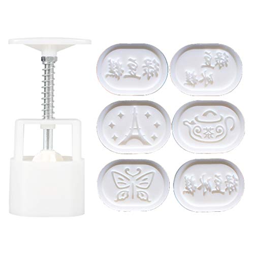 Maxtonser 6 stücke Oval Presse Cookie Stempel Mond Kuchen Dekor Form Barrel Mooncake Form 100g DIY, Backform von Maxtonser