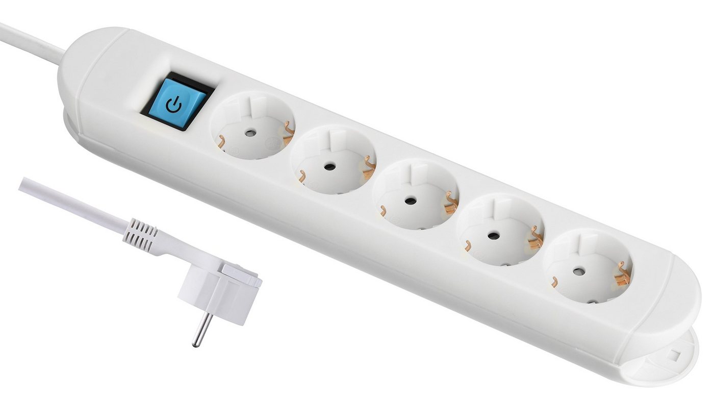 Maxtrack Steckdosenleiste (Kabellänge 1.5 m), 5-fach Steckdosenleiste mit flachem Stecker + Magnetbefestigung von Maxtrack