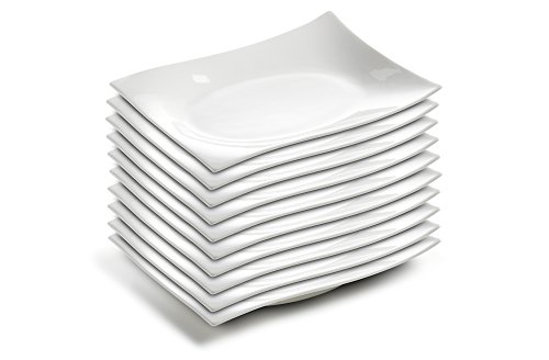 10er SET Platte/Teller MOTION eckig 20 x 15 cm/Servierplatte/White Basics von Maxwell & Williams