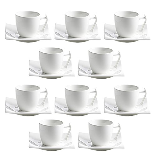 10er SET Tasse MOTION 200 ml mit Untertasse/Kaffeetasse/Teetasse/White Basics von Maxwell & Williams