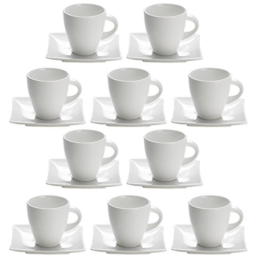 Maxwell & Williams 10er SET Teetasse mit Untertasse 170 ml White Basics/EAST MEETS WEST/Tasse/Kaffeetasse von Maxwell & Williams