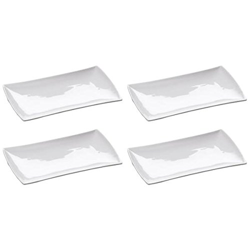Maxwell & Williams 4er Set Servierplatten, Teller East Meets West 20x11cm weiß von Maxwell & Williams