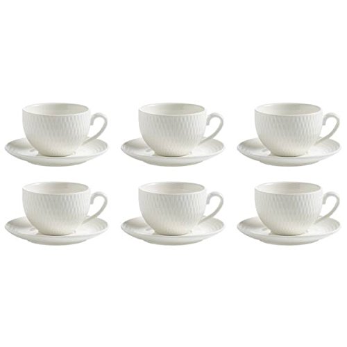 Maxwell & Williams 6er Set Espressotassen mit Untertasse Diamonds Round weiß von Maxwell & Williams