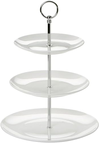 Maxwell & Williams BC1112 3-stöckige Etagere mit DREI Tellern – Bone China Porzellan Weiß – Cashmere Villa – Geschenkbox von Maxwell & Williams