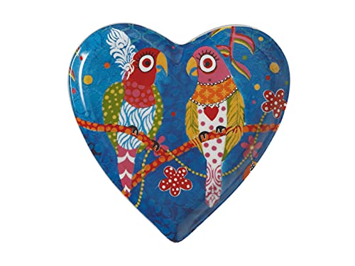 Maxwell & Williams Beilagenteller in Herzform, mit Araras-Motiv, in Geschenkbox, Porzellan, Blau, 15,5 cm, "Love Hearts" von Donna Sharam von Maxwell & Williams