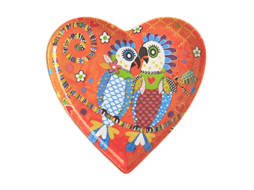 Maxwell & Williams Beilagenteller in Herzform, mit "Fanclub" Motiv, in Geschenkbox, Porzellan, Orange, 15,5 cm, "Love Hearts" von Donna Sharam von Maxwell & Williams