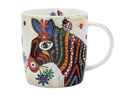 Maxwell & Williams DI0096 Kaffee-Tasse 400 ml – Smile Style – Porzellan bauchig – mit buntem Zebra-Motiv, Geschenkbox von Maxwell & Williams