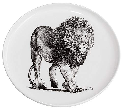Maxwell & Williams DX0531 Teller African Lion – Schwarz-weiß – 20 cm Durchmesser – Keramik – mit Tier-Motiv, Geschenkbox von Maxwell & Williams