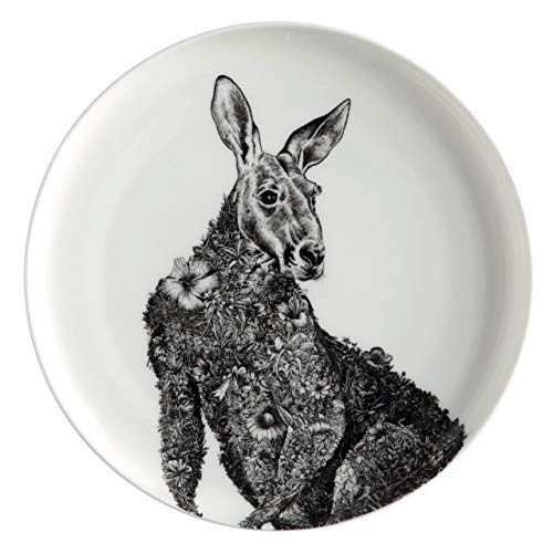 Maxwell & Williams DX0555 Teller Kangaroo – Schwarz-weiß – 20 cm Durchmesser – Porzellan – mit Känguru-Motiv, Geschenkbox von Maxwell & Williams