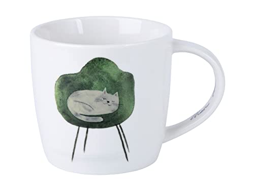 Maxwell & Williams DX1217 Kaffee-Tasse 400 ml – Serie Feline Friends – Porzellan, Katze auf Stuhl bunt – in Geschenkbox von Maxwell & Williams