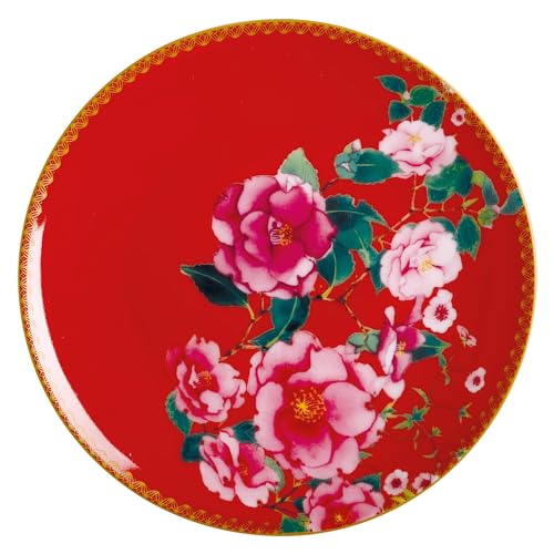 Maxwell & Williams HV0165 Teller rund Ø 19,5 cm - TC Silk Road, Porzellan, glatt in Geschenkbox - Blumen-Motiv - Rot von Maxwell & Williams