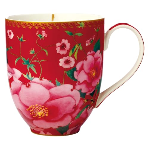 Maxwell & Williams HV0169 Tee-Tasse mit Blumenmotiv - 440 ml - Porzellan-Becher - TC Silk Road, in Geschenkbox - Rot von livellara