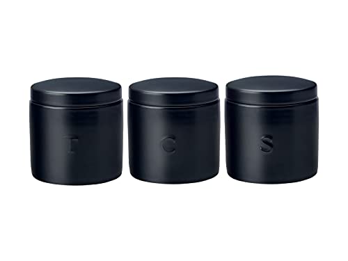 Maxwell & Williams IA0055 Vorratsdosen-Set 3-teilig – 600 ml Füllvolumen Schwarz, Porzellan – Epicurious – Geschenkbox von Maxwell & Williams