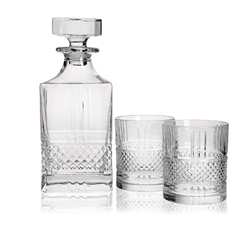 Maxwell & Williams 3-teiliges Whisky-Set mit Qualitätskristallin aus der Verona-Kollektion, enthält 1 Dekanter und 2 Whiskygläser, 1 Set von Maxwell & Williams