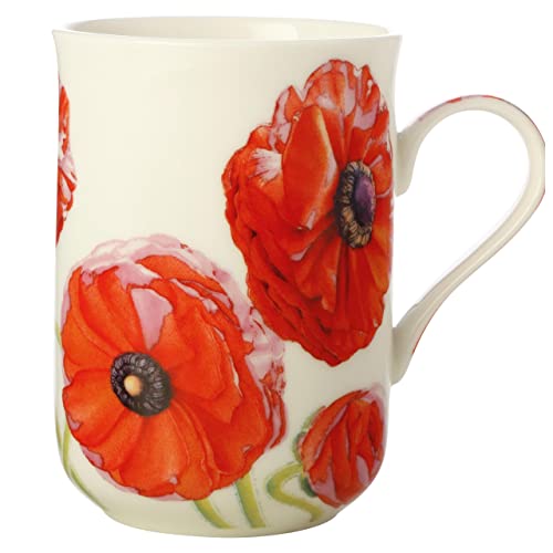 Maxwell & Williams JY0041 Kaffee-Tasse 350 ml – Serie Floriade – Bone China Porzellan Weiß glatt – in Geschenkbox, Blume von Maxwell & Williams