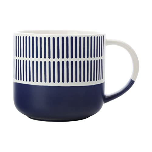 Maxwell & Williams KL0220 Tee-Tasse 400 ml – Arches – Porzellan dunkelblau-weiß, Kaffee-Becher mit Relief in Geschenkbox von Maxwell & Williams