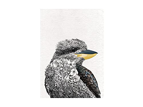 Maxwell & Williams Marini Ferlazzo Birds Bedrucktes Geschirrtuch mit Indischem Pfau-Design, 100% Baumwolle, Schwarz/Weiß, 50 x 70 cm, Waschmaschinenfähig von Maxwell & Williams