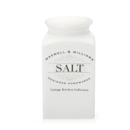Maxwell & Williams Salzdose aus weißem Porzellan der Linie Cottage Kitchen, Fassungsvermögen 1 Liter, ideal zur hygienischen und praktischen Aufbewahrung von Salz von Maxwell & Williams